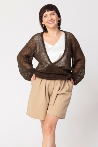 Lekki sweter mgła Nadia - Czekoladowy