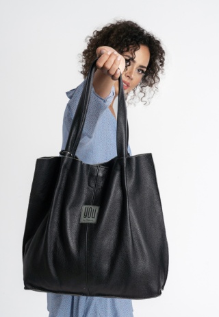 Skórzana torba Shopper - Czarna
