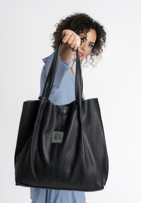 Skórzana torba Shopper - Czarna